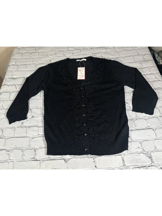 Joy Joy Sweaters - Black Sparkle Glitter Beaded Cardigan Joy Joy Brand Women’s Size Medium NEW